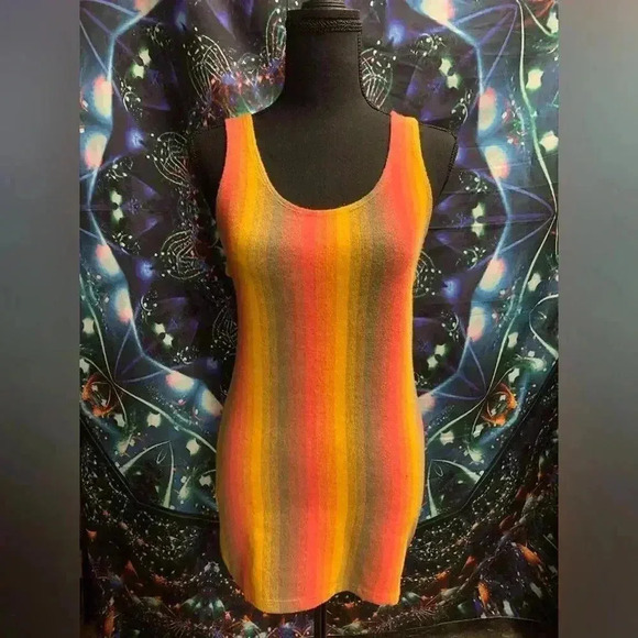 🤑5 for $25  
Striped Knit Dress - Sleeveless Multicolor Casual Dress - Picture 1 of 3